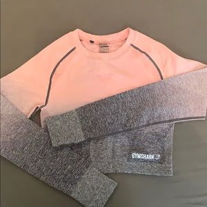 Gymshark M cropped ombré long sleeve workout top